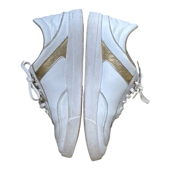 Women’s OluKai Ha’upu White Leather Sneakers with Gold Stripe Detail Logo Size 8 - Picture 5 of 7